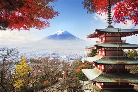 Mt Fuji With Fall Colors In Japan Stock Editorial Photo
