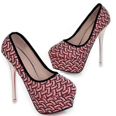 Gorgeous Round Closed Toe Stiletto High Heels Red Pumpspumpsshoes