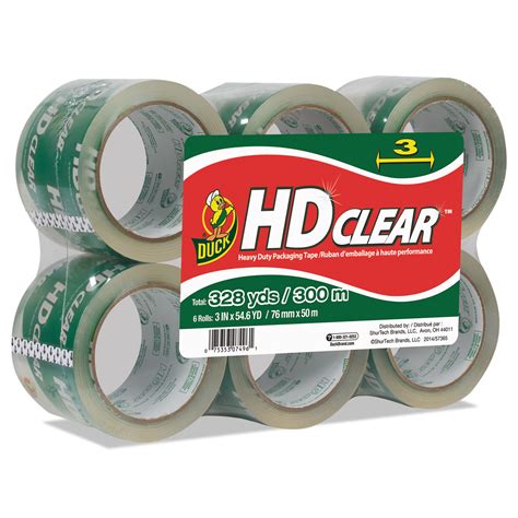 Duck® Heavy Duty Carton Packaging Tape 3 X 55yds Clear 6pack