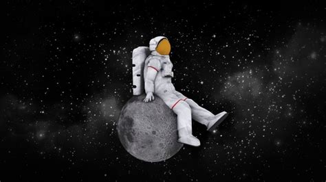 Astronaut Sitting On A Moon Motion Graphics Videohive