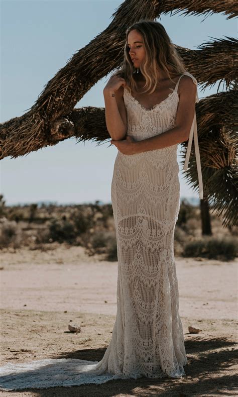 All of our lace wedding dresses are made to order. O'Keeffe | Backless Lace Bohemian Wedding Dresses | Open ...