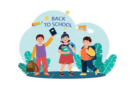 Premium Vector Children With Backpacks Are Ready To Go Back To School