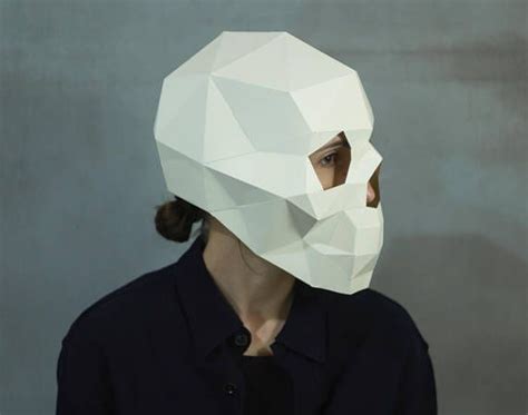 Skull Mask Diy Papercraft Skeleton Head Printable Template Etsy