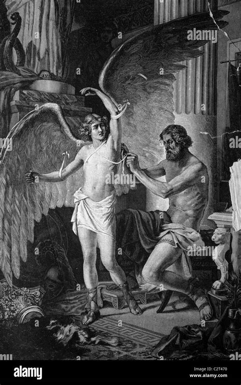 Greek Mythology Daedalus Equipping His Son Icarus With Wings