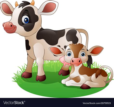 Cartoon Cow With Newborn Calf Royalty Free Vector Image