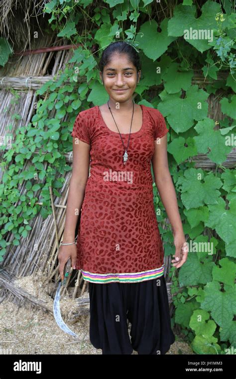 Young Village Woman Near Goverdan Uttar Pradesh India Stock Photo Alamy