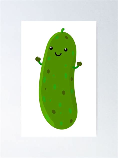 Cute Happy Pickle Cartoon Illustration Poster For Sale By Frogfactory