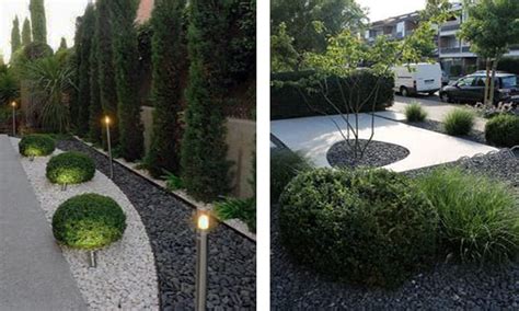 Yard Landscaping With Black Rocks Popular Stone Types For Modern