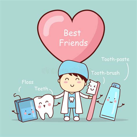 Cute Cartoon Tooth Best Friends Stock Vector
