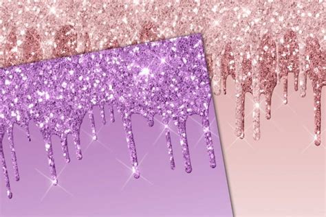 Scrapbooking 16 Seamless Glitter Dripping Overlay Images 16 Colors Gold