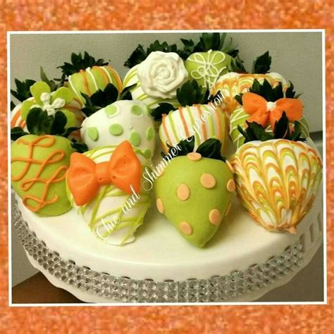Green And Orange Chocolate Covered Strawberries And Chocolate Covered