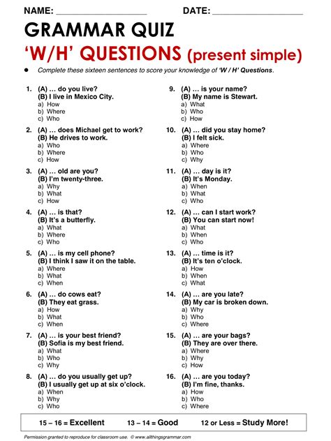 English Grammar Wh Questions Present Simple Allthingsgrammar