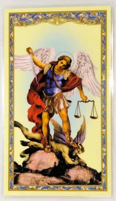 Saint St Michael Laminated Holy Card With Prayer To Saint Michael 1