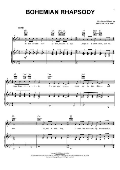 Piano Sheet Music Bohemian Rhapsody Easy Free