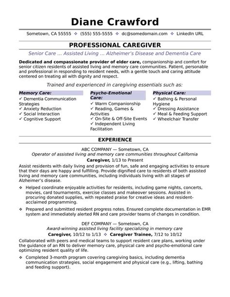 When searching for a new job in the restaurant industry, you might face a lot of competition. Caregiver resume sample | Job resume examples, Resume ...