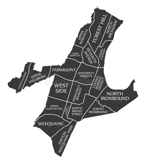 Newark New Jersey City Map Usa Labelled Black Illustration Stock Vector