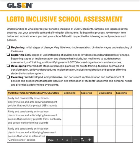 Lgbtq Inclusive School Assessment Glsen