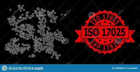 Rubber Iso 17025 Seal And Web Mesh Particle Swarm Stock Vector