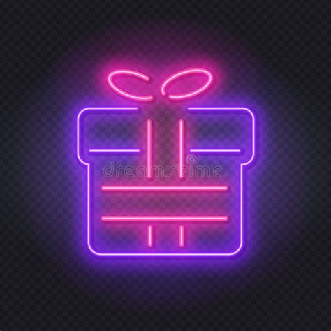 Present Neon Light Icon T Store Glowing Sign Stock Illustration