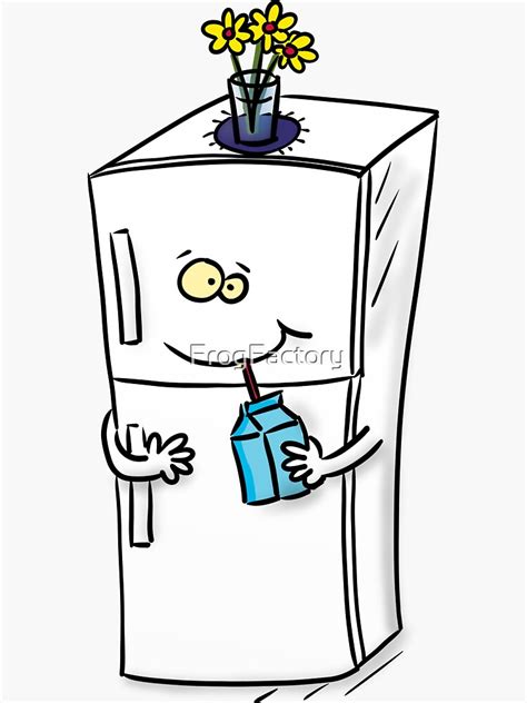 Funny Refrigerator Cartoon Illustration Sticker For Sale By