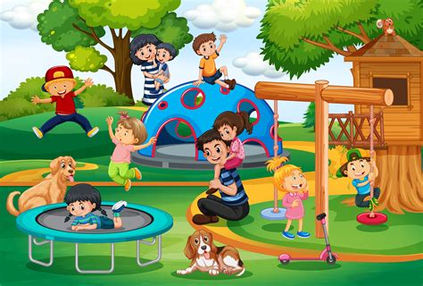 People at the playground 433029 Vector Art at Vecteezy