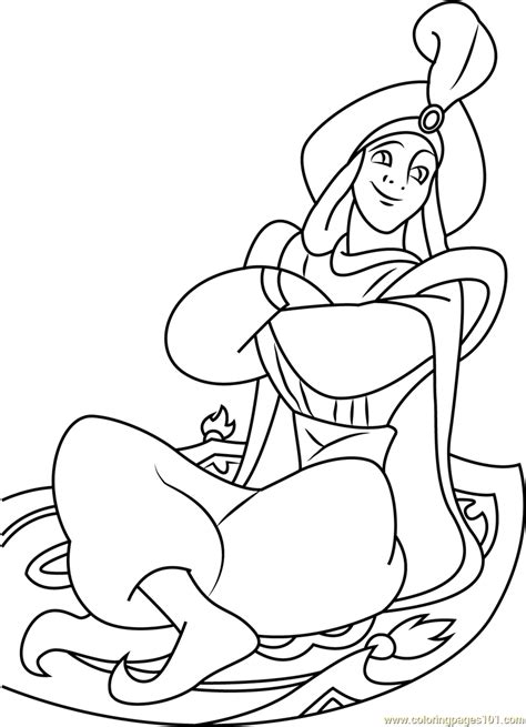 Happy Aladdin Coloring Page for Kids - Free Aladdin Printable Coloring