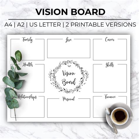 Minimalist Printable Vision Board Template Printable Dream Board Simple Vision Board For