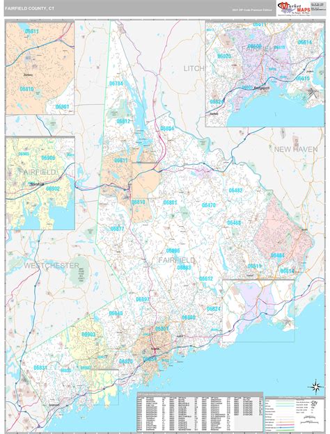 Fairfield County Ct Wall Map Premium Style By Marketmaps Mapsales