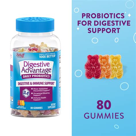 Digestive Advantage Daily Probiotic Gummies Natural Fruit Flavors 80