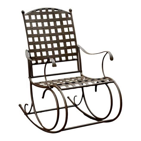 Single garden rocking chair outdoor patio rocker deck iron frame swing deck seat. Santa Fe Wrought Iron Outdoor Patio Rocker in Brown ...