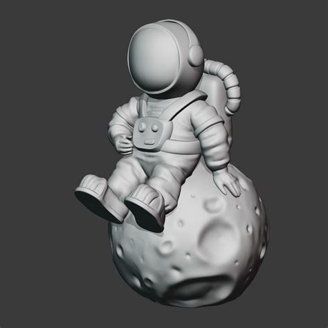Astronaut Sitting On The Moon Printable Model Free 3d Model 3d