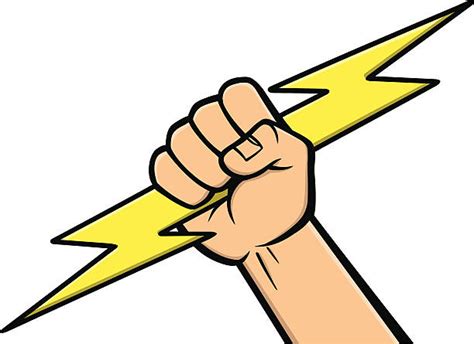 Lightning Power Fist Gripping Illustrations Royalty Free Vector