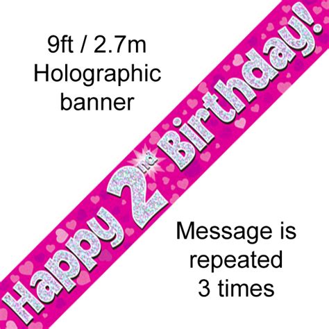 2nd Birthday Pink Holographic Banner Hearts Pageant Party