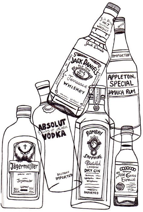 Bottles Bottle Drawing Alcohol Bottles Alcohol