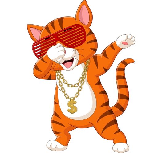 Premium Vector Funny Cat Dabbing Cartoon Wearing Sunglasses Hat And