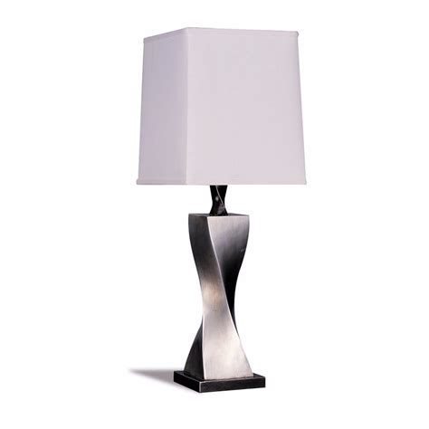 Square Shade Twist Table Lamp White And Silver Set Of 2