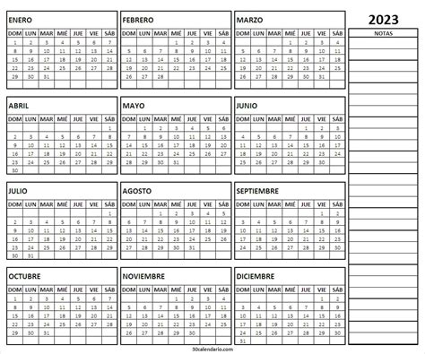Calendario En Blanco 2023 Para Imprimir Calendario Gratuito 2023