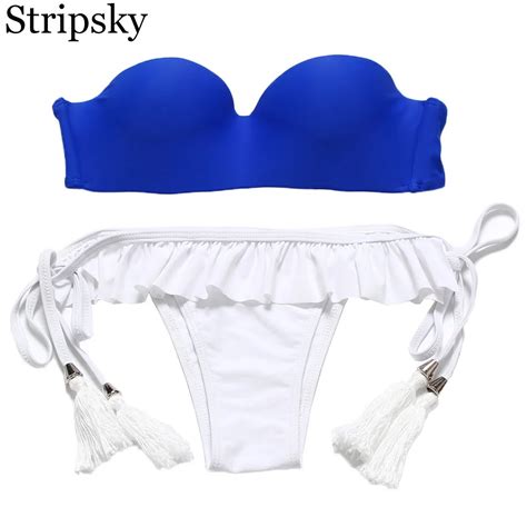 Stripsky Bandeau Bikini Set Sexy Brazilian Swimsuit Bikinis Women 2018 Push Up Swimwear Beach