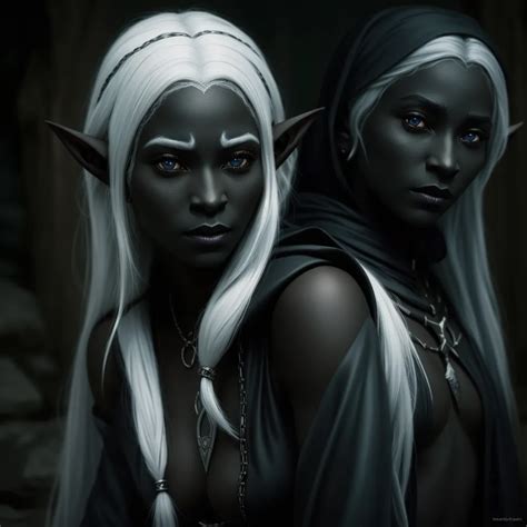 Ai Creating Images 1 Solo Female Drow Elf Slave White Hair Black