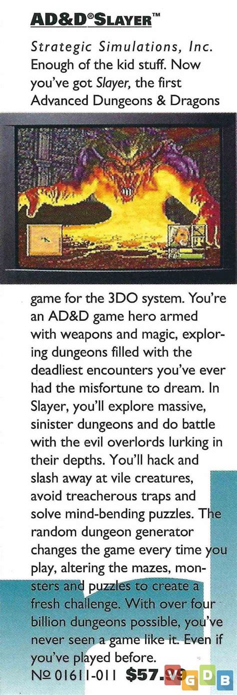 Advanced Dungeons And Dragons Slayer Vgdb Vídeo Game Data Base