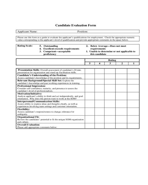 Candidate Evaluation Form Fillable Printable Pdf Forms Handypdf Hot Sex Picture