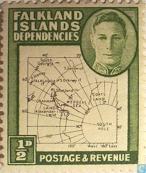 King George Vi With Map Stamp Falkland Islands