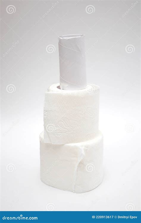 A Stack Of Toilet Paper Rolls On White Background Stock Image Image