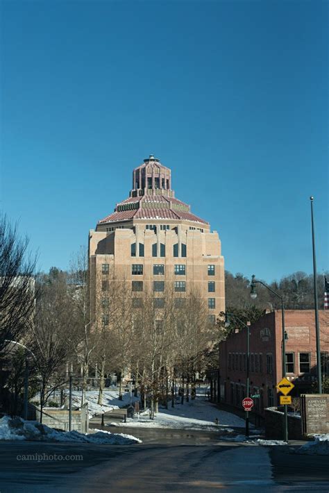 Looking Down Court Plaza Towards The Asheville City Hall Building In