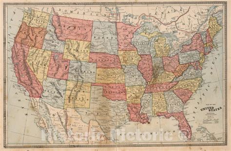 Historic Map Map Of The United States 1883 Vintage Wall Art