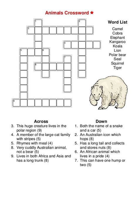 We will do a crossword puzzle in spanish!you gotta guess different spanish words related to friendship!free spanish lessons. Very Easy Crossword Puzzles Animal - Coloring Sheets