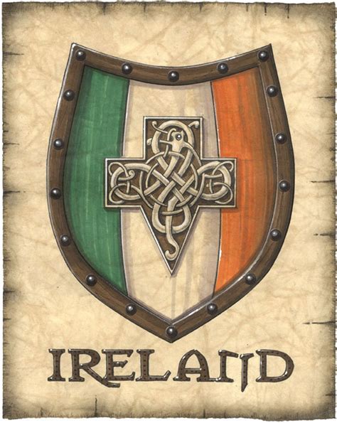 Ireland Crest Artwork 8 X 10 Celtic Patterns Ireland Etsy