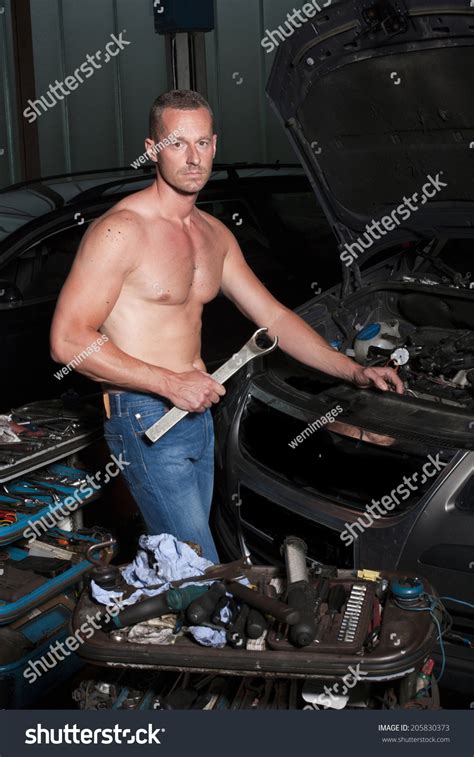 Auto Mechanic Service Station Naked Upper Stock Photo Shutterstock