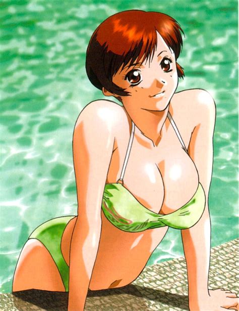 Toyohara Etsuko Super Real Mahjong 1990s Style 1girl Bikini Breasts Brown Eyes Brown