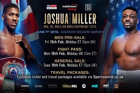 joshua v miller ticket information how and where to watch boxing news 24